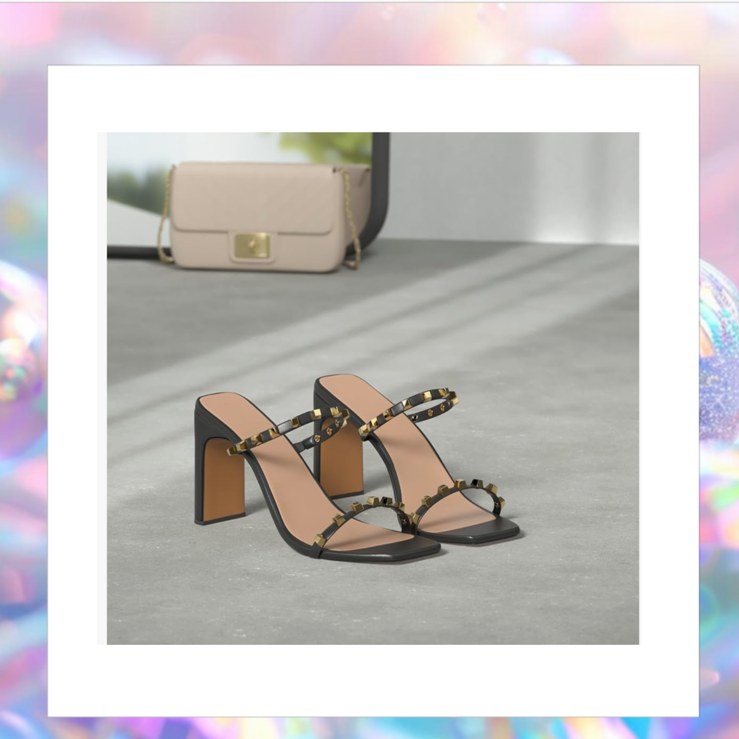 Avery Square Toe Stap High Heal Sandle - The Drop