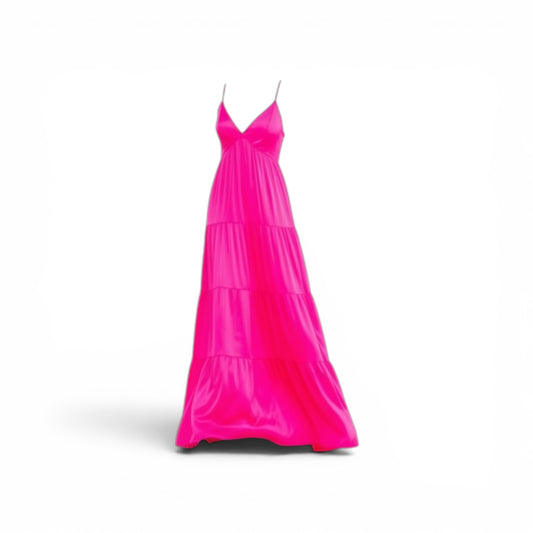 Strut & Bolt Soft Sleeveless Pink V-Neck Open Back Tiered Maxi Dress