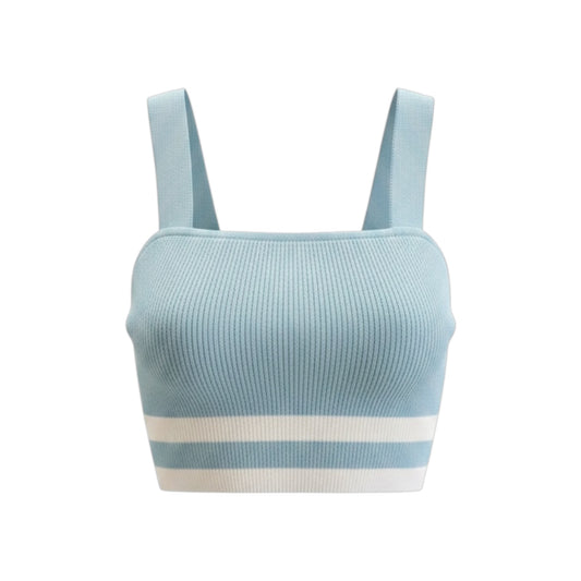 Edited Knit Blue & White Tank Top