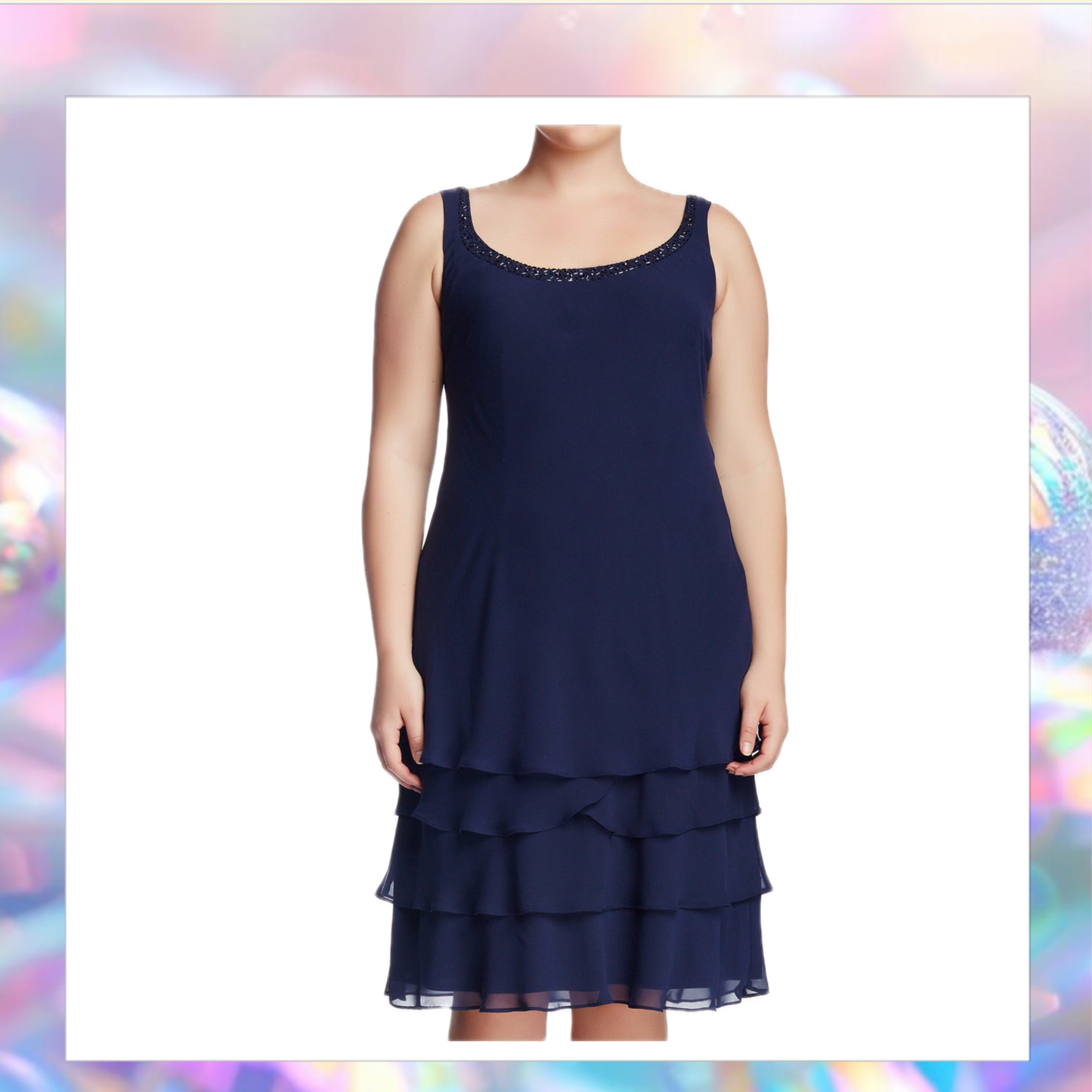 SLNY - Tiered Chiffon Cocktail Dress with Jacket
