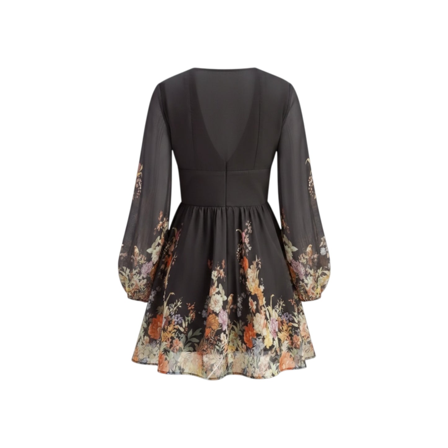 Floral Print Tie-Front Dress - Commense