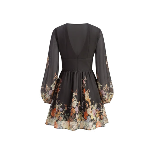 Floral Print Tie-Front Dress - Commense