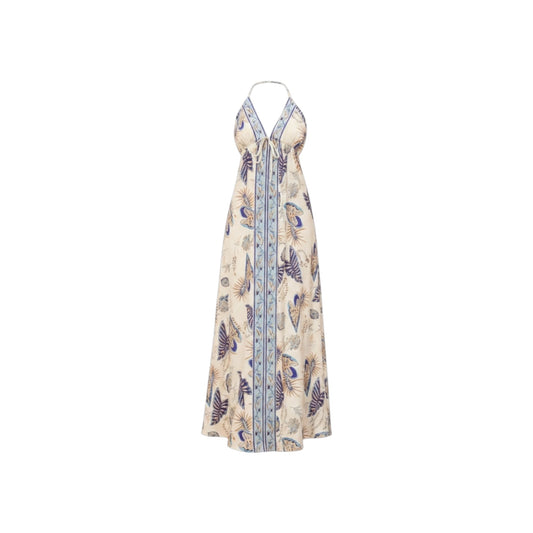 Halter Neck Floral Print Dress - Commense