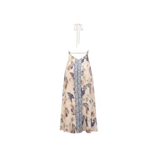 Halter Neck Floral Print Dress - Commense