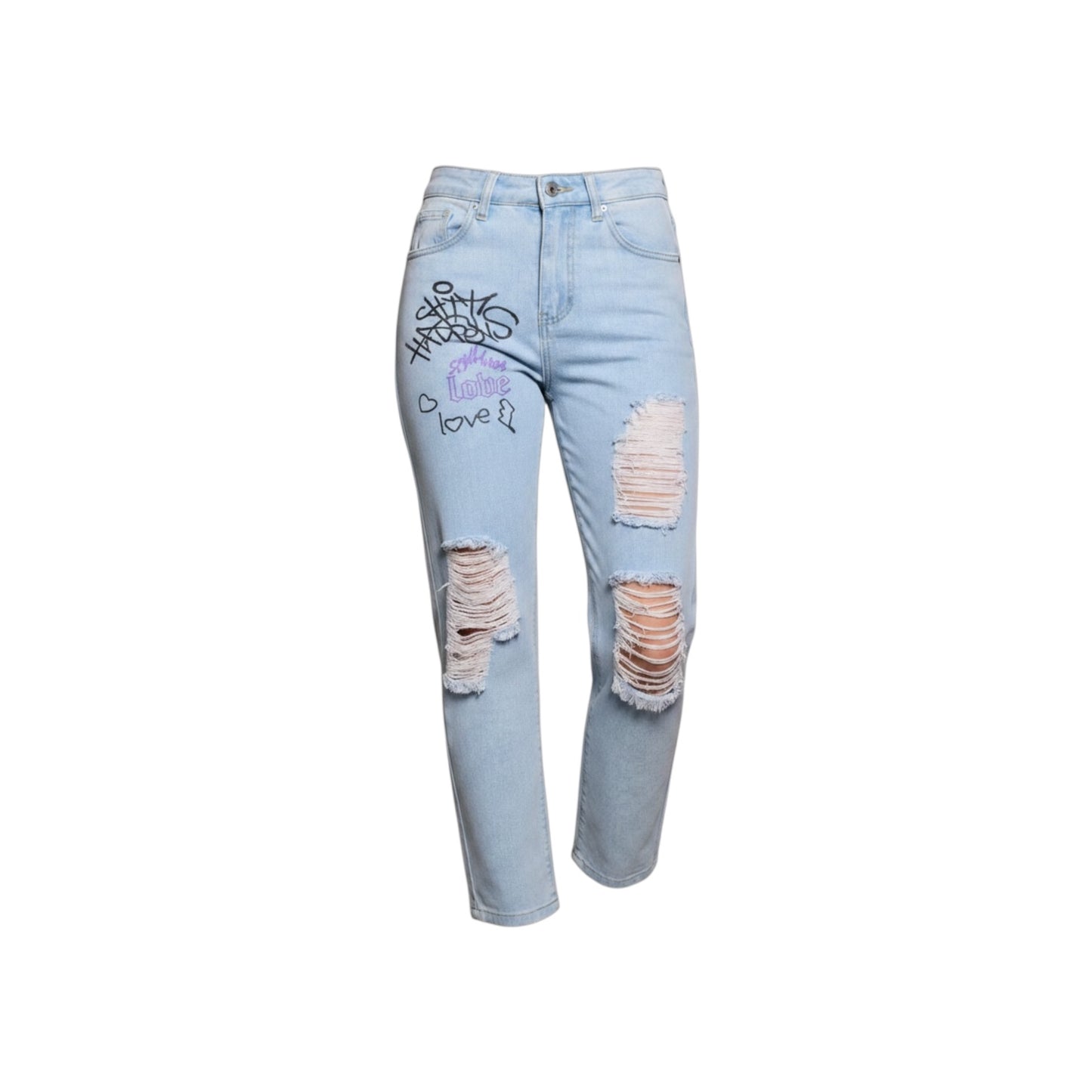 Reveuse Graphic Distressed Denim Jeans Size S, M, L