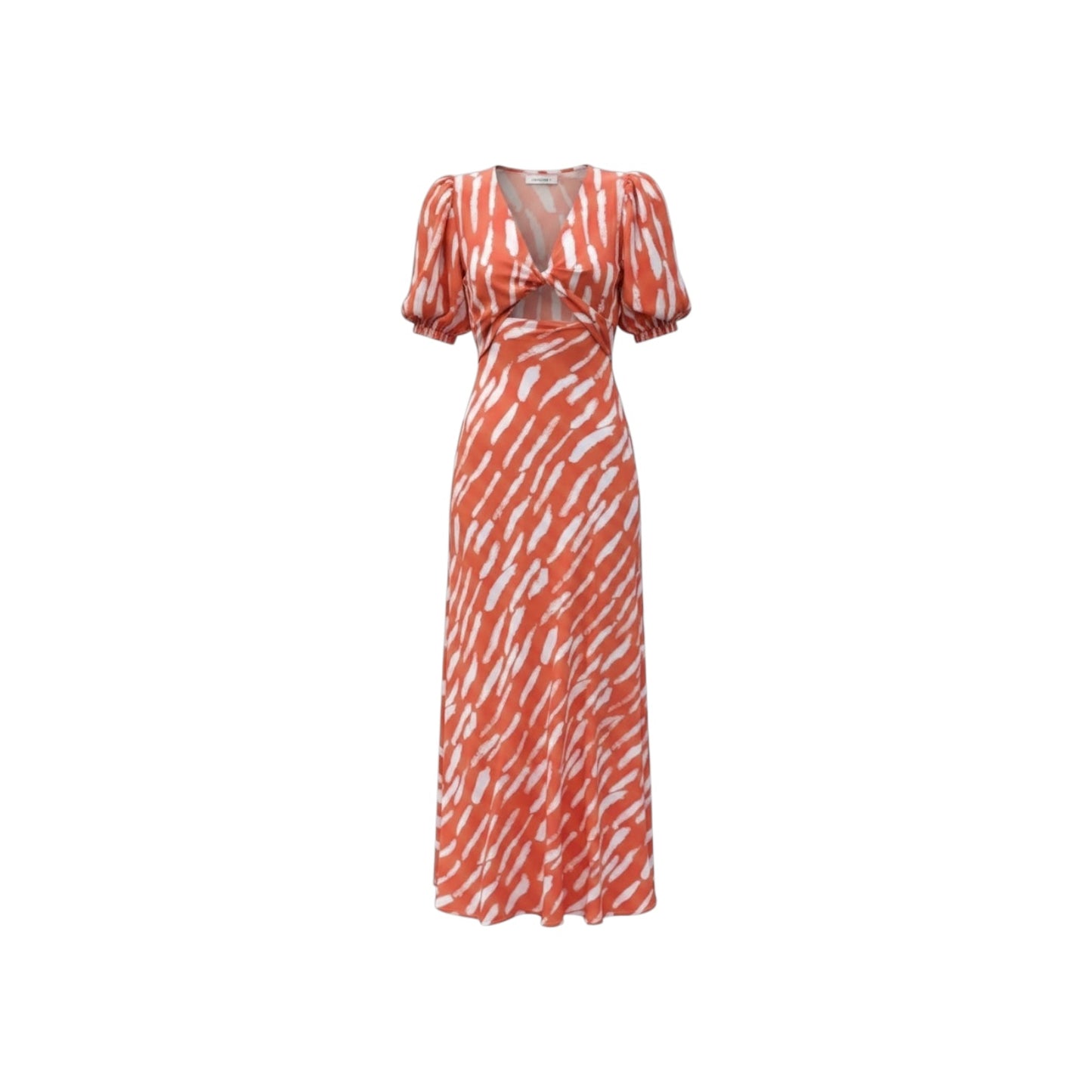 Commense Stripe Pattern Cutout Long Dress