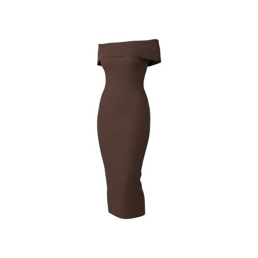 The Drop Off The Shoulder Midi Sheath Dress