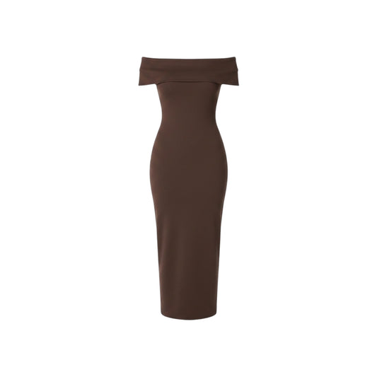 The Drop Off The Shoulder Midi Sheath Dress