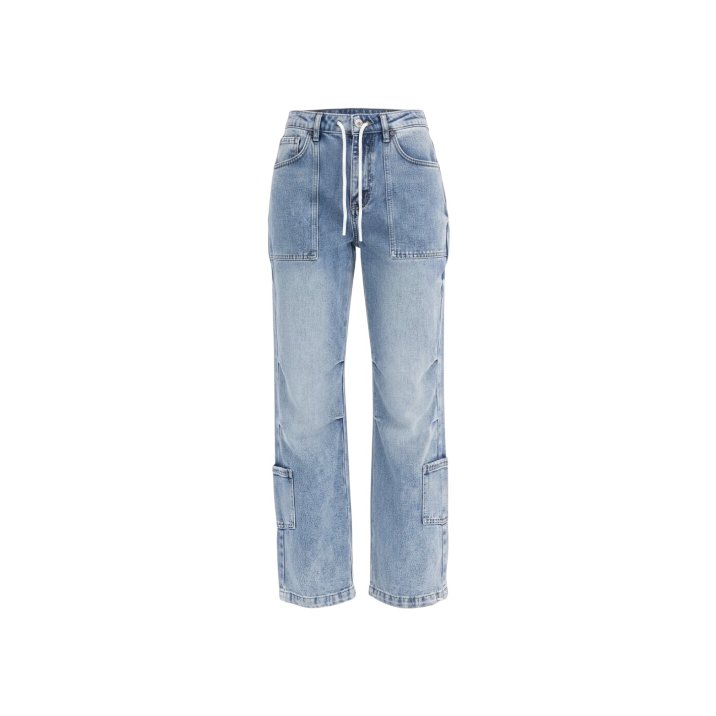 Wide Leg Washed Denim Pants – Self-Tie Waist | Women’s Trendy Denim Bottoms