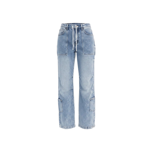 Wide Leg Washed Denim Pants – Self-Tie Waist | Women’s Trendy Denim Bottoms