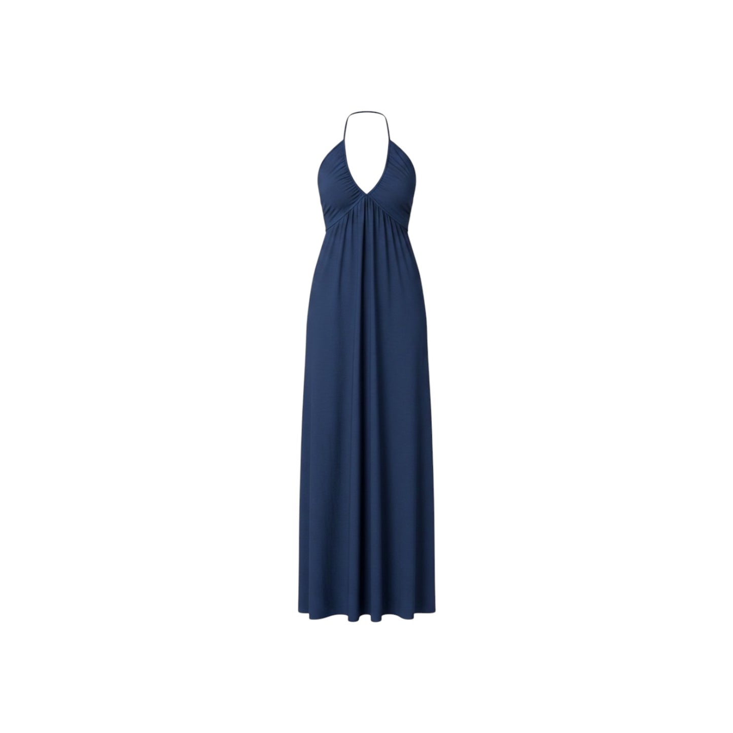 The Drop Women’s Navy Blue Halter Smocked Waist V-Neck Maxi Dress Size Small
