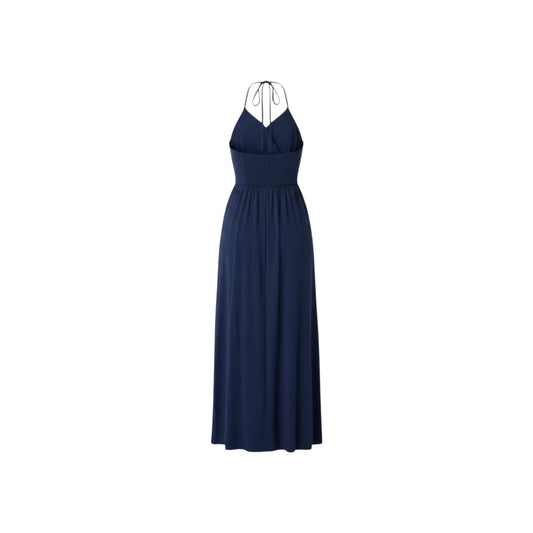 The Drop Women’s Navy Blue Halter Smocked Waist V-Neck Maxi Dress Size Small
