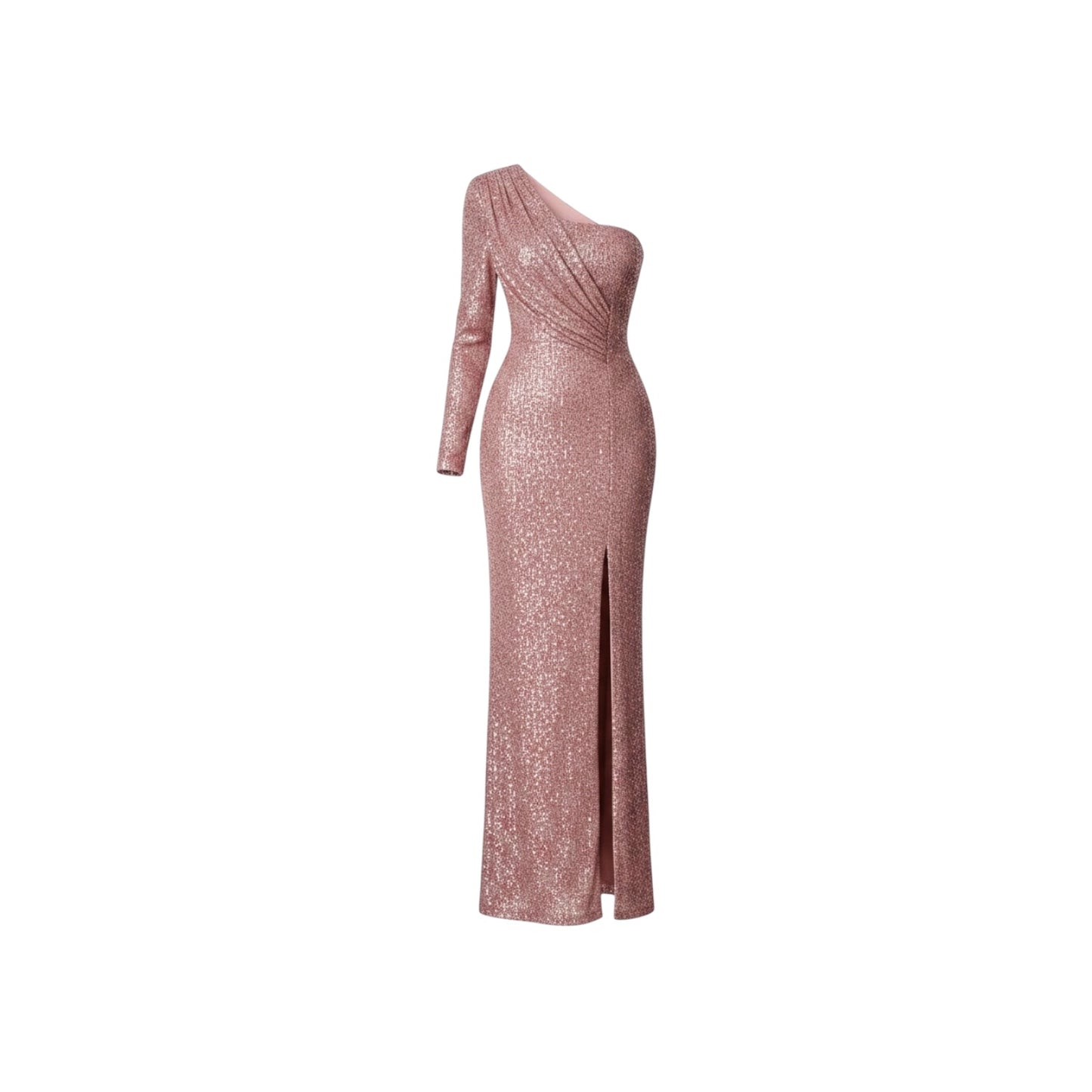 Elegant One-Shoulder Sequin Dress in Pink