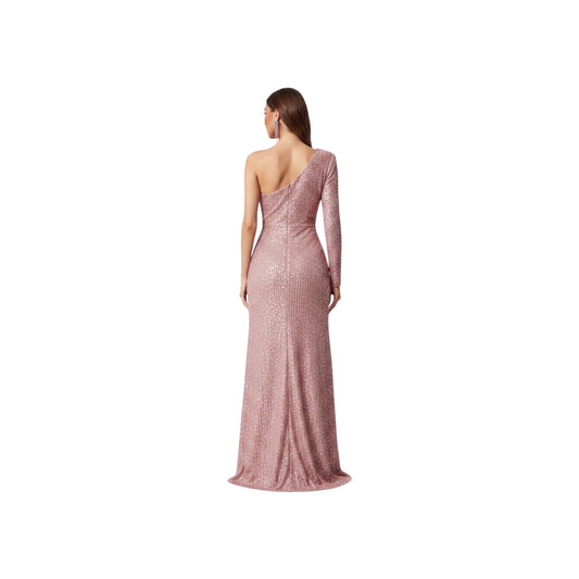 Elegant One-Shoulder Sequin Dress in Pink