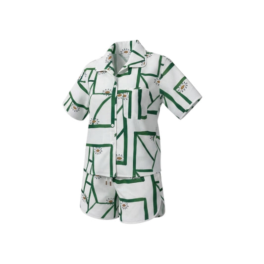 Print Drawstring Shorts Set- Commense
