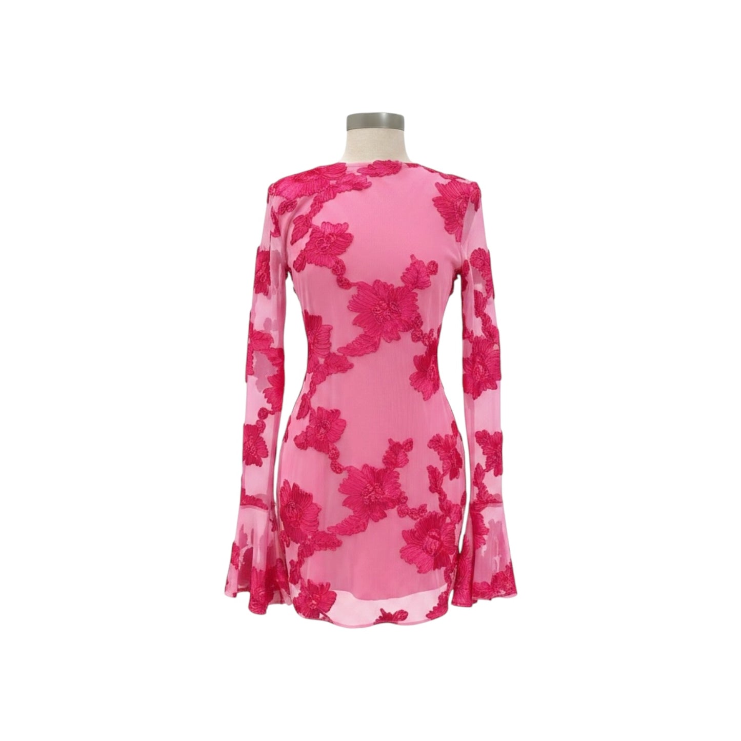 Romance Floral Backless Mesh Dress Commense Size L - NWT