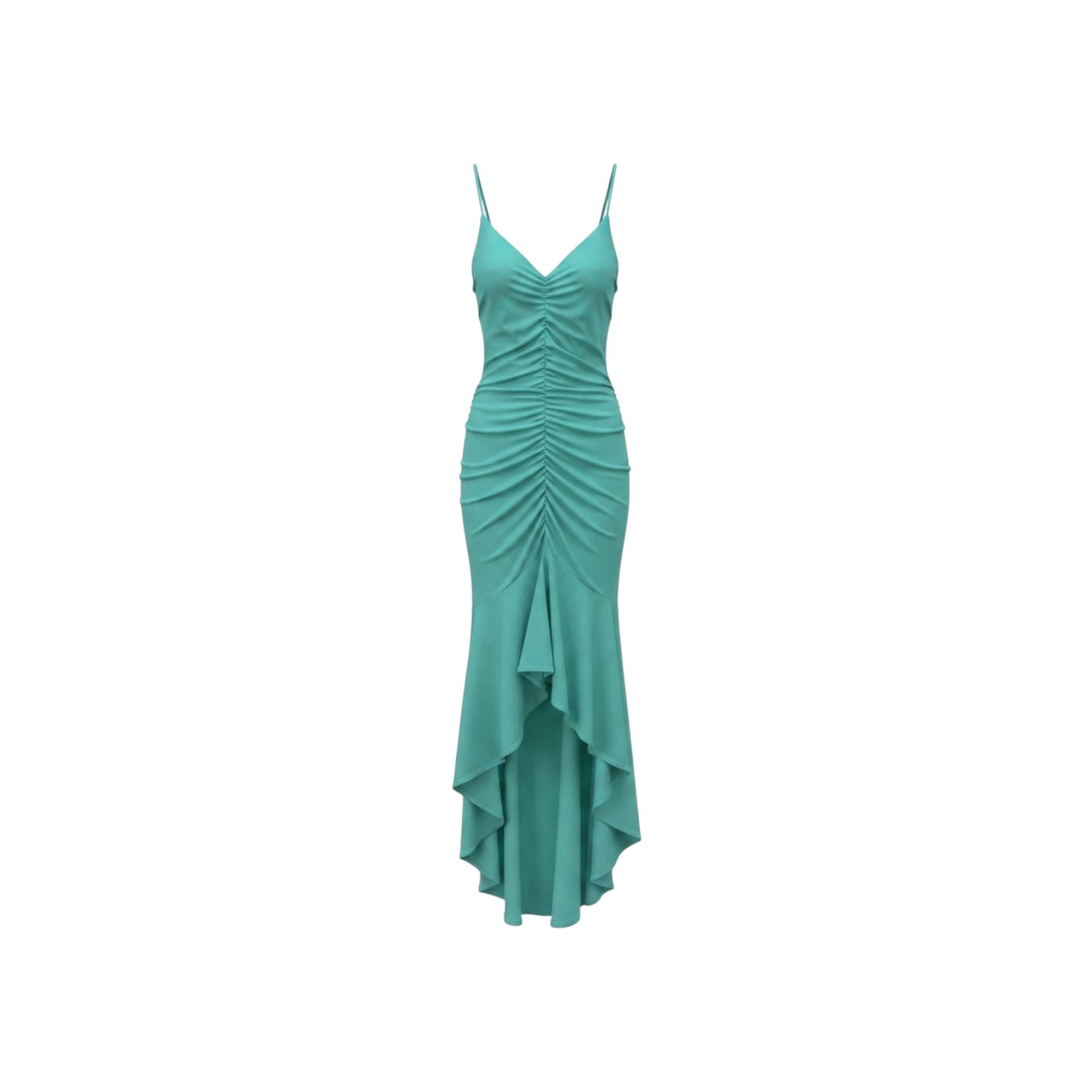 Susana Monaco String Gathered High-Low Maxi Dress NWT “La Plage” Seafoam Ruched