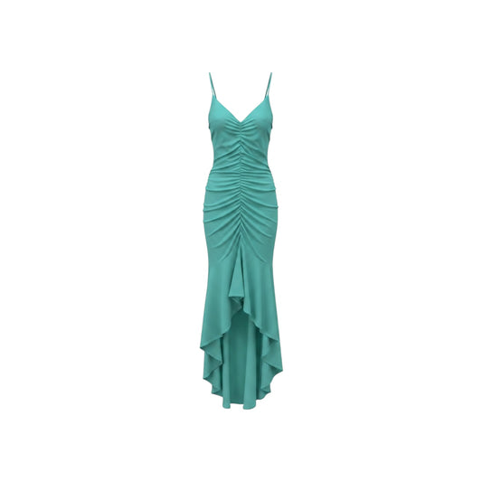 Susana Monaco String Gathered High-Low Maxi Dress NWT “La Plage” Seafoam Ruched