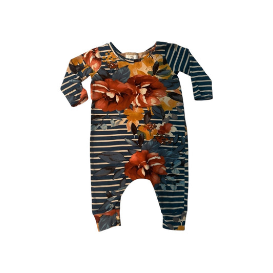 Sofia Rose Baby Girl Floral Striped Romper 6-9 Months Boutique NWOT