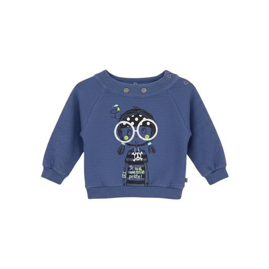 Souris Mini Girls 24M Navy Graphic Sweatshirt ‘Je Suis Une Jolie Pirate’” Preloved