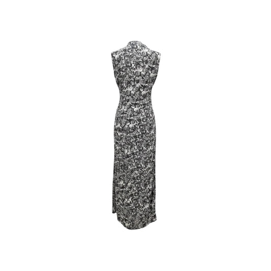 Betsey Johnson Midi Dress Black White Rose Floral Sleeveless Side Slit Size M, L NWT