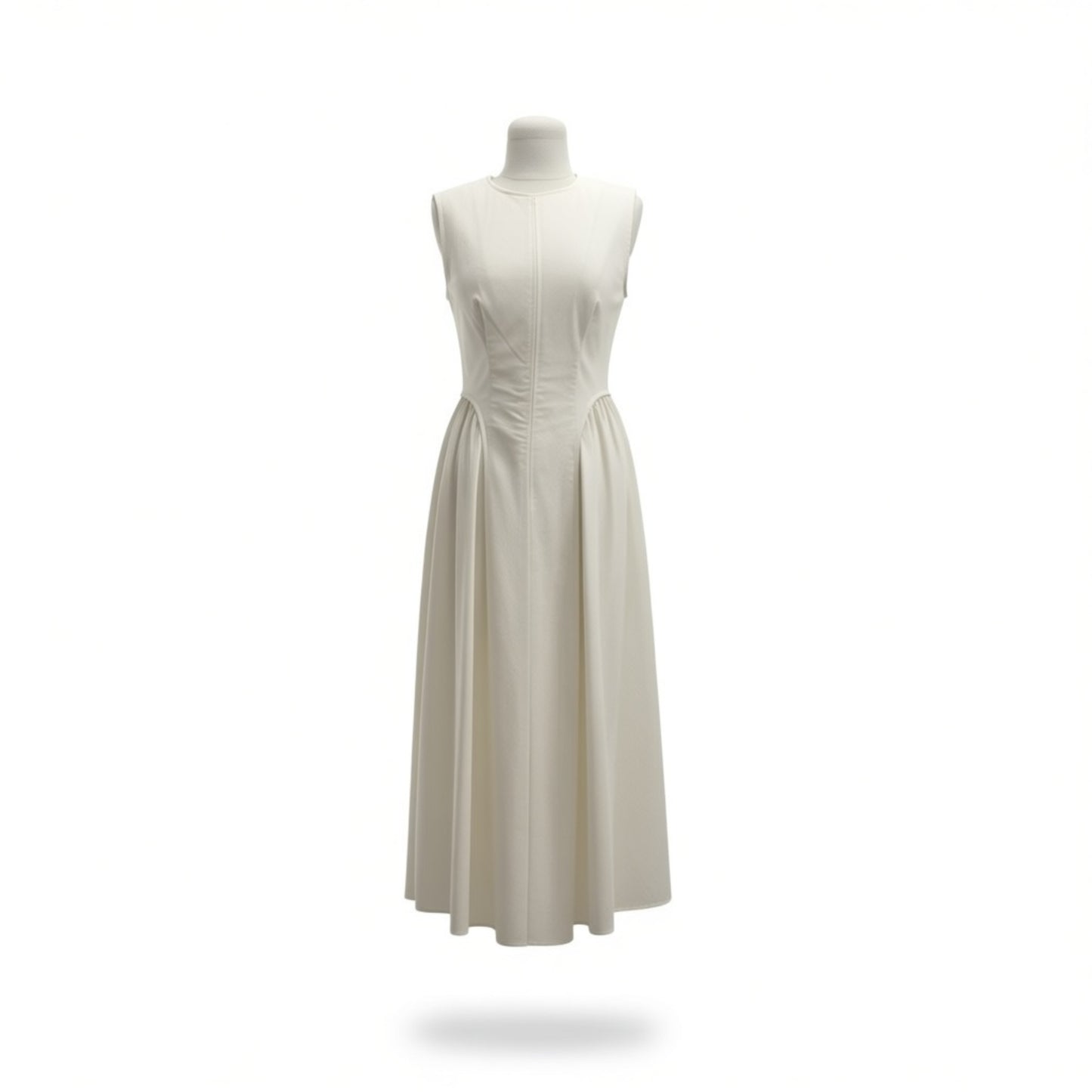 Commense Ivory Fit-and-Flare Midi Dress, Size M