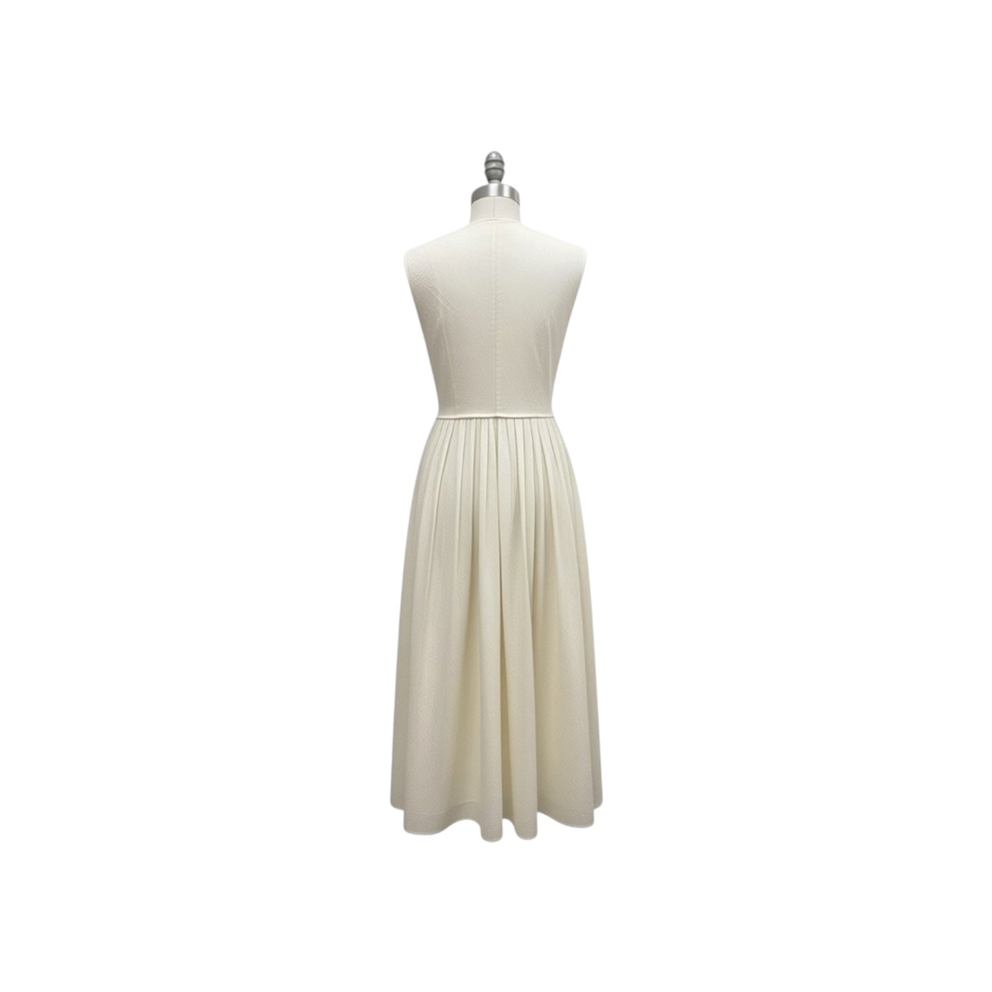 Commense Ivory Fit-and-Flare Midi Dress, Size M