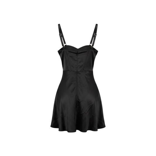 Sky to Moon Black Satin Corset Bustier Mini Dress Size M