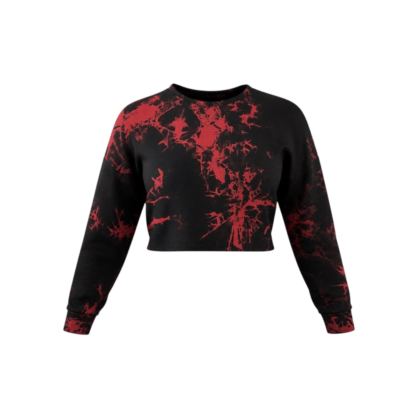 Avanova Tie Dye Cropped Long Sleeve Top XL Y2K Distressed Grunge Black Red