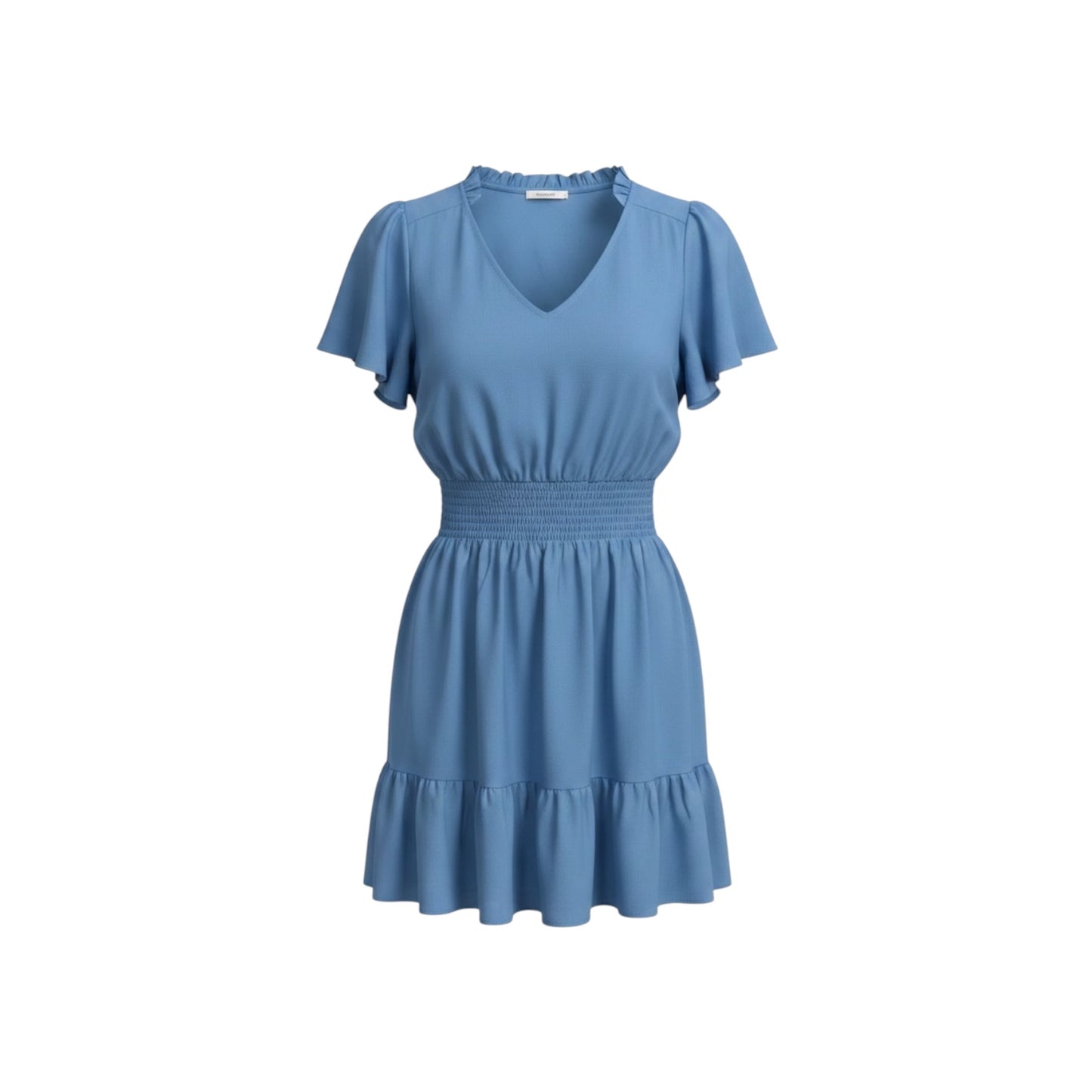 Draper James Tiered Dress NWT Size S Blue Flutter Sleeve V-Neck Smocked Waist