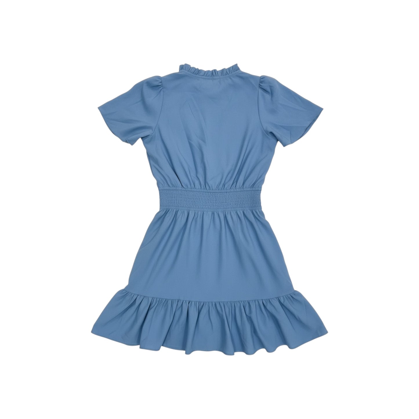 Draper James Tiered Dress NWT Size S Blue Flutter Sleeve V-Neck Smocked Waist