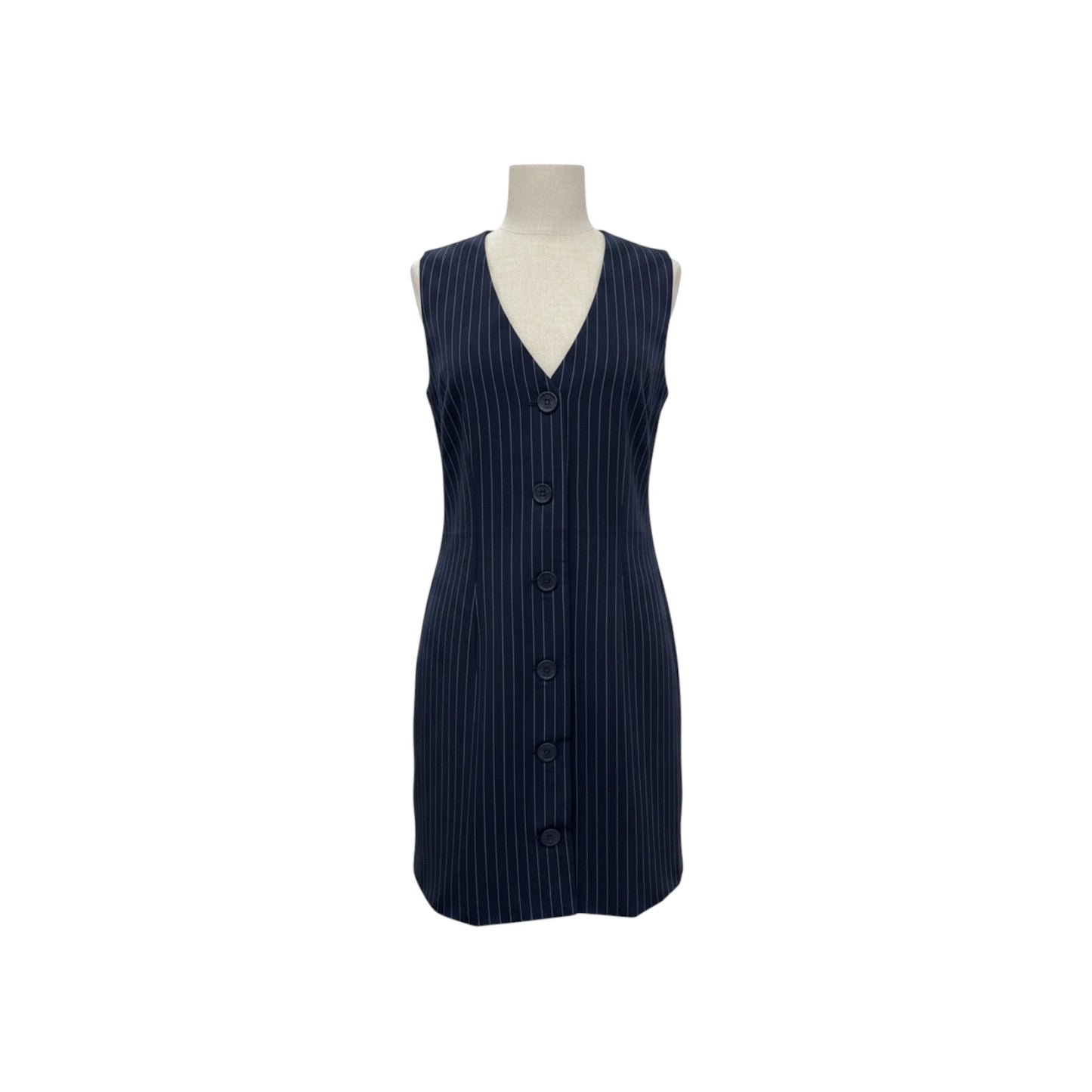 Steve Madden Navy Pinstripe Button-Front Shift Dress – NWT, Size S