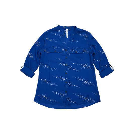 NY Collection Royal Blue Metallic Dot Print Blouse – Size PM, NWOT