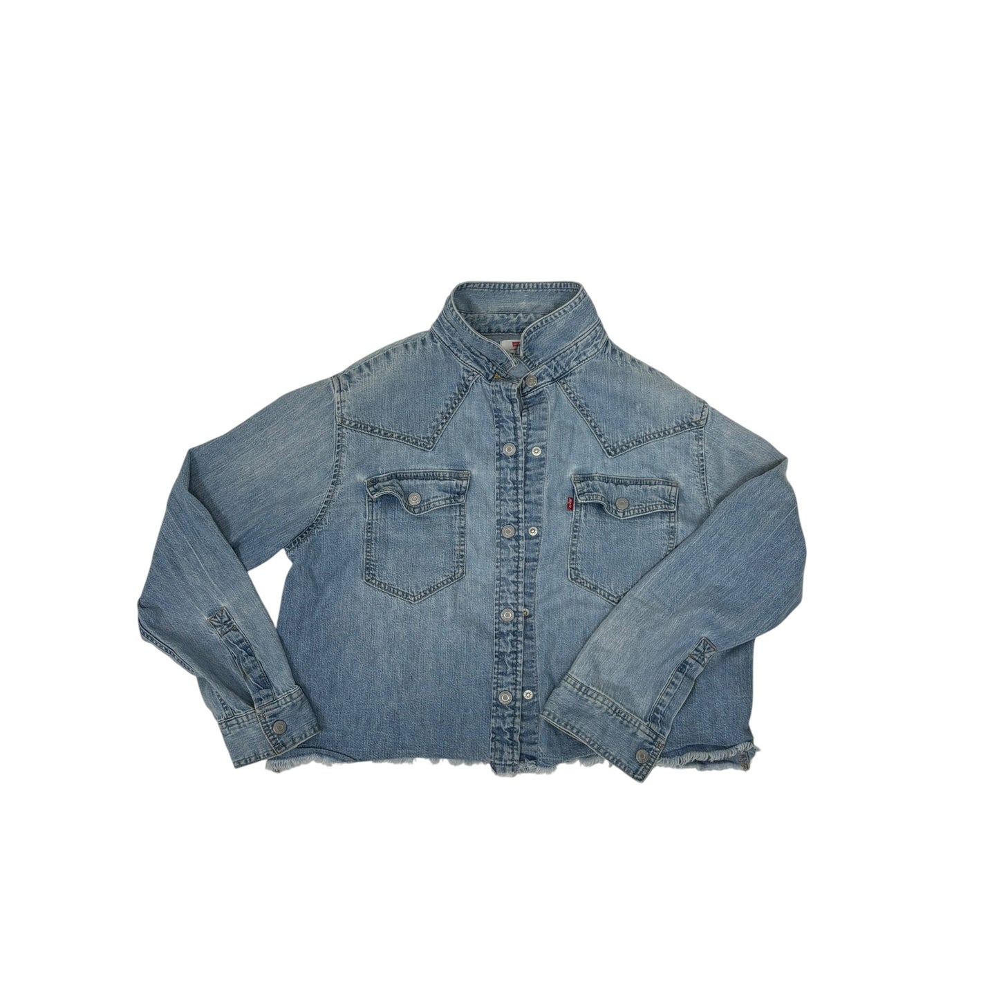 Levi’s Women’s XS Cropped Western Denim Shacket Reworked Vintage Dog Cowboy Patch