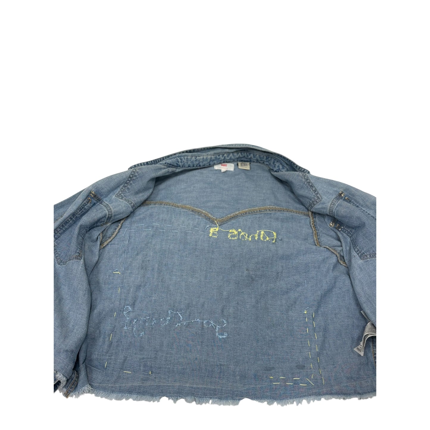 Levi’s Women’s XS Cropped Western Denim Shacket Reworked Vintage Dog Cowboy Patch