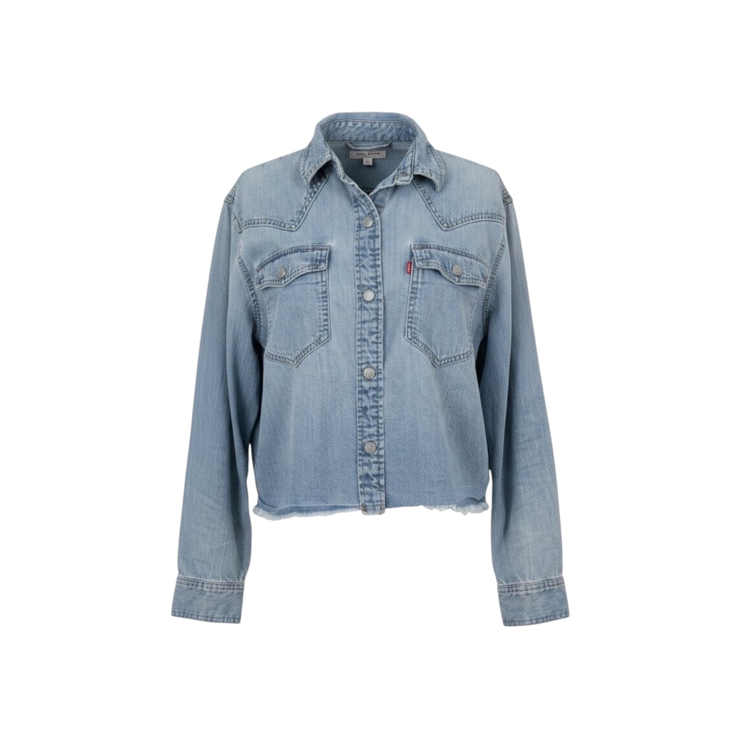Levi’s Women’s XS Cropped Western Denim Shacket Reworked Vintage Dog Cowboy Patch