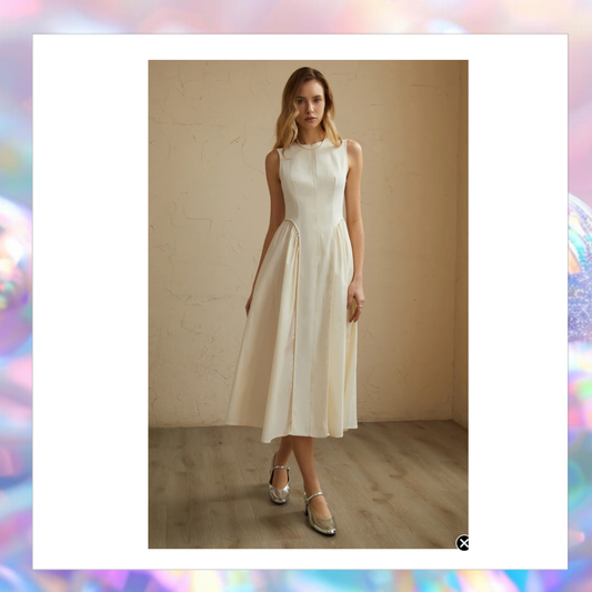 Sleeveless Pockets Pleated Midi Dress