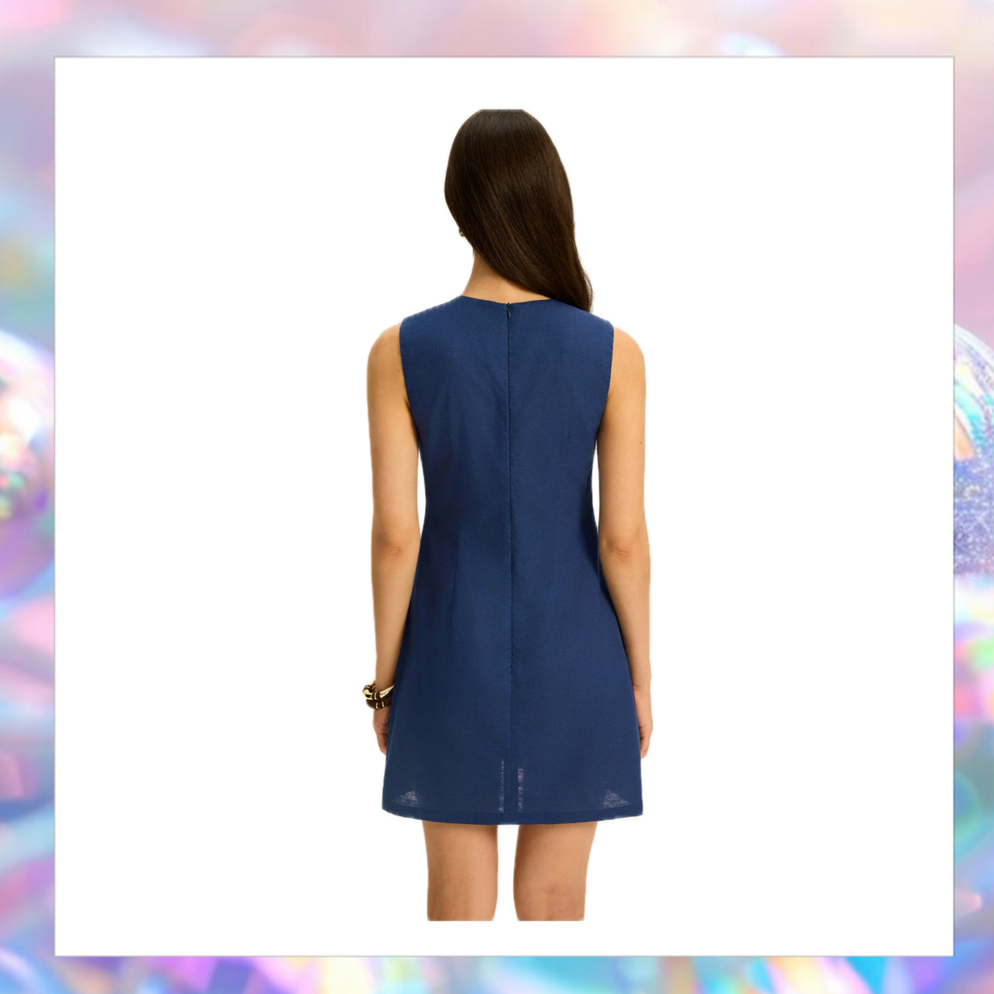 Linen & Cotton Cut-Out Contrast-Stitch Mini Dress - Commense