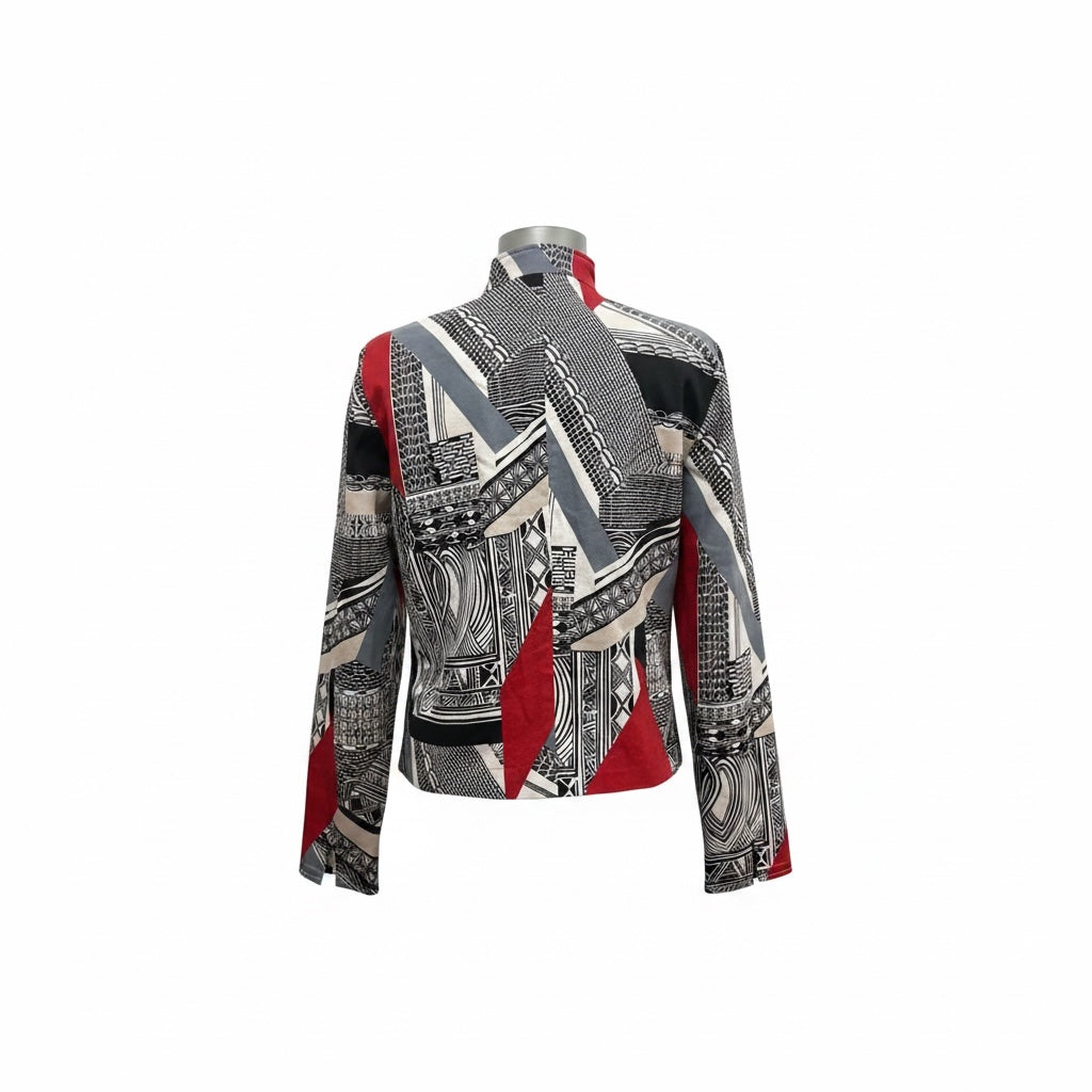 Chico’s Geometric Colorblock Open Front Jacket — Size 1 (M-8/10)