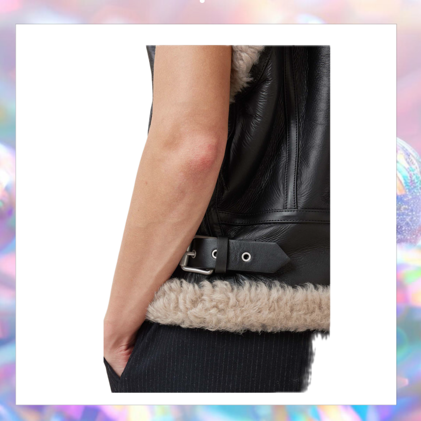 AllSaints Zep Genuine Shearling Moto Vest