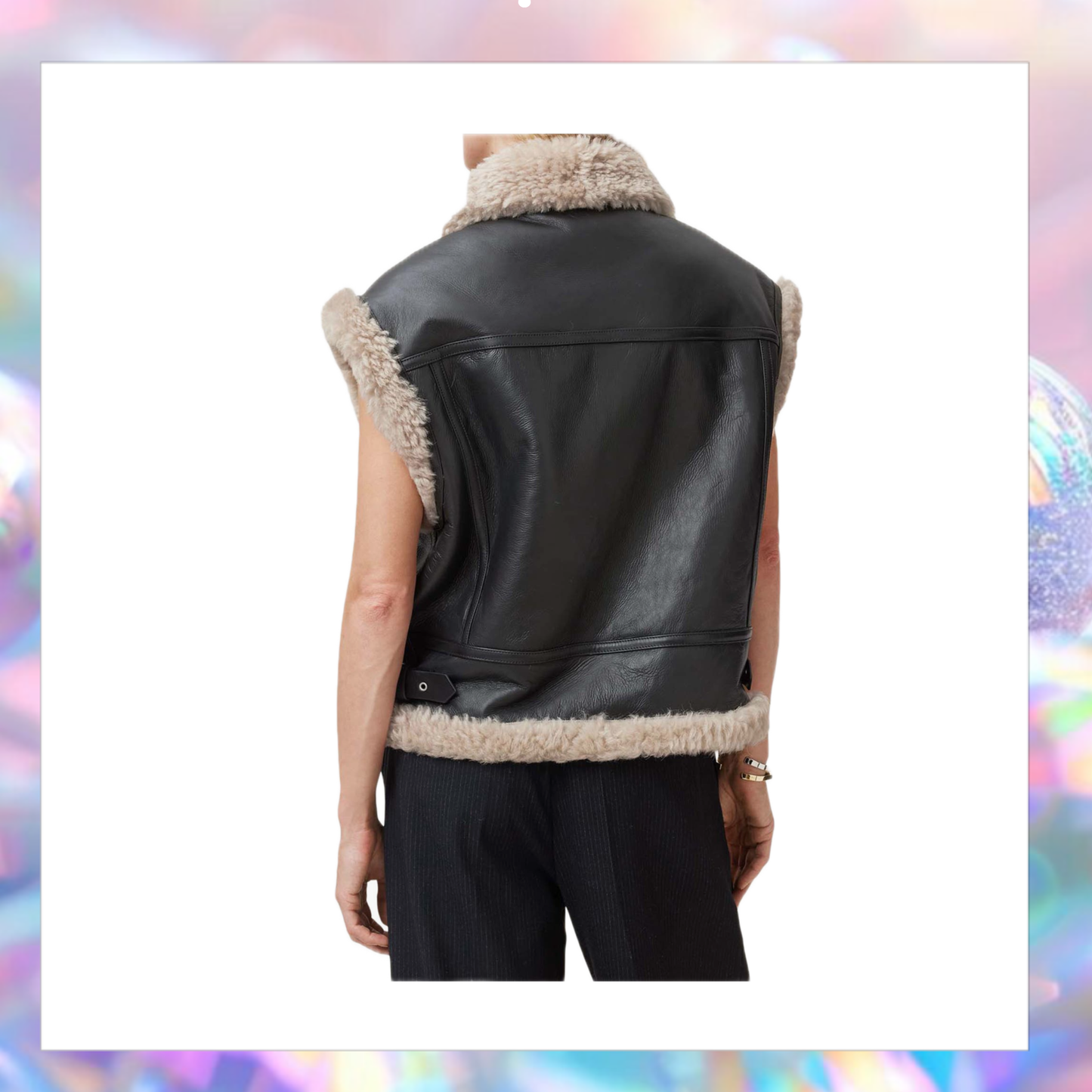 AllSaints Zep Genuine Shearling Moto Vest