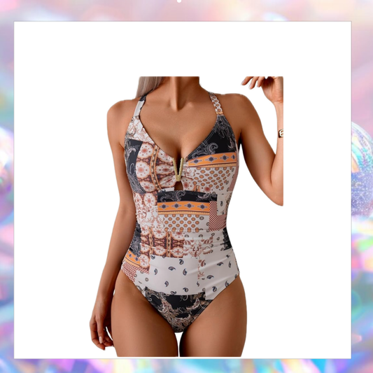 Eomenie One Piece Swimsuit - Tummy Control Ruched Bathing Suit V Wire Neck
