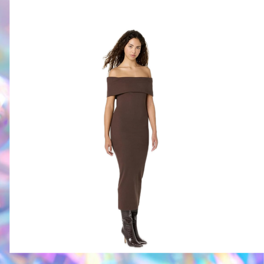 The Drop Off The Shoulder Midi Sheath Dress
