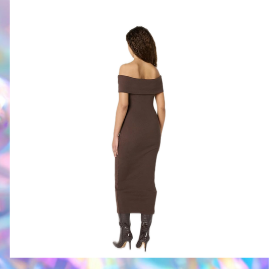 The Drop Off The Shoulder Midi Sheath Dress
