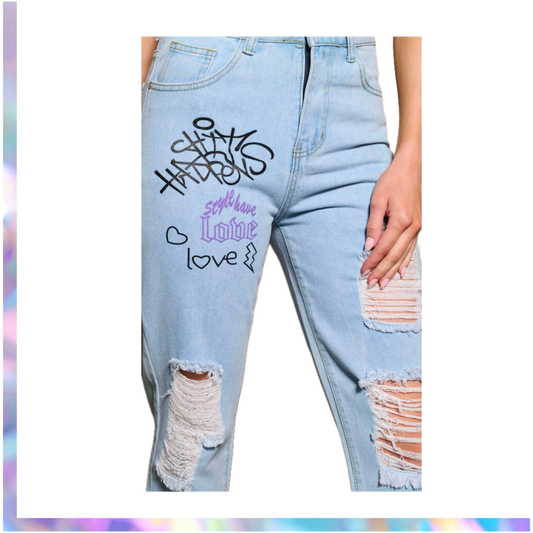 Reveuse Graphic Distress Jeans