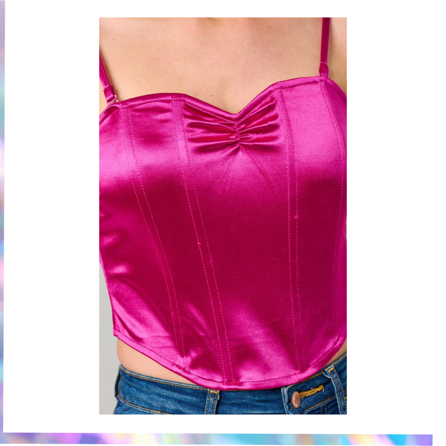 Strut & Bolt- WOMEN'S FUCHSIA SLEEVELESS V-NECK SATIN TANK TOP