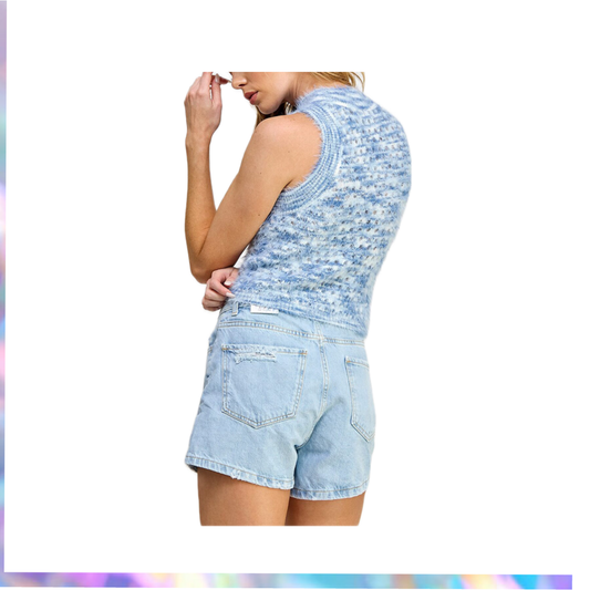 Miss love- WOMEN'S SLEEVELESS TYE DIE FUZZY TANK TOP