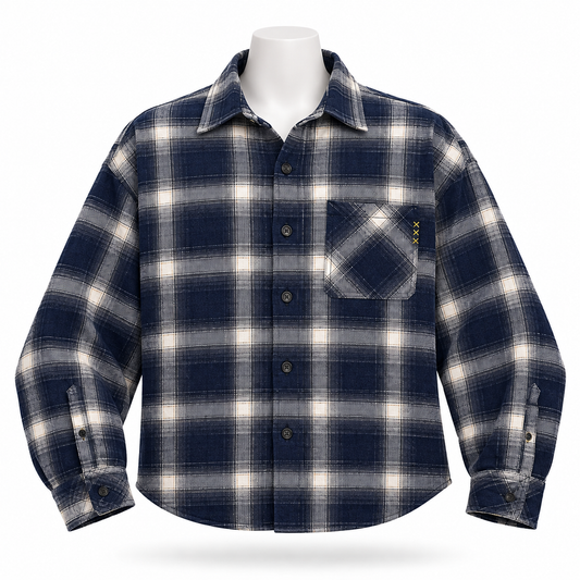 Scotch and Soda Women's Flannel Plaid Navy and Cream  New
