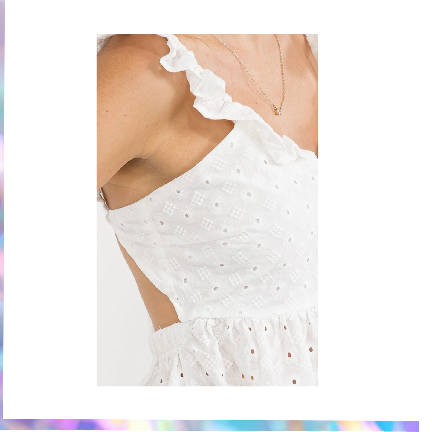 LILOU-WOMEN'S SLEEVELESS OPEN BACK EYELT PEPLUM TANK TOP