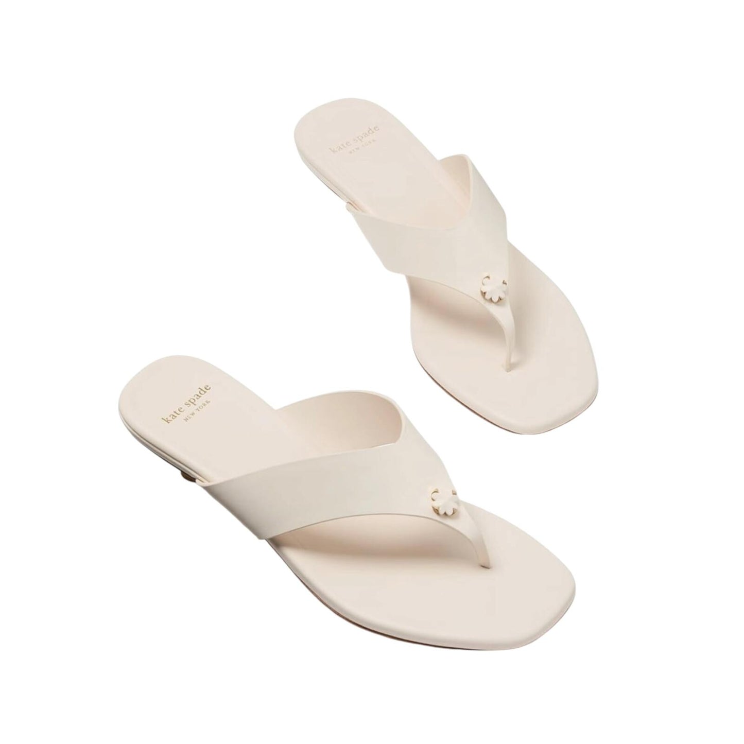 Kate Spade New York Spade Flower Kitten Heel Sandal – Cream Smooth Leather | Size 6.5 | New in Box